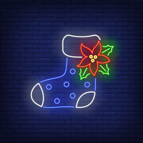 Boot Sock with Ponsettia Flower Neon Sign - Custom Phone Wallets Now