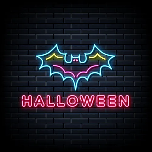 Halloween Neon Sign with Bat - Custom Phone Wallets Now