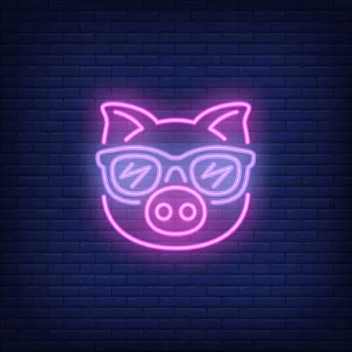 Cute Cartoon Pink Pig Sunglasses Neon Sign - Custom Phone Wallets Now
