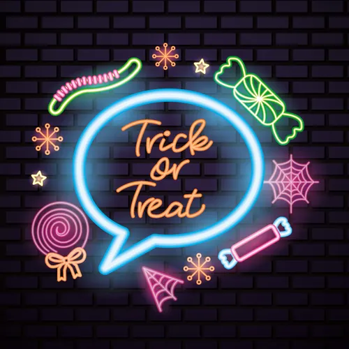 Cutie Trick Or Treat Neon Sign - Custom Phone Wallets Now