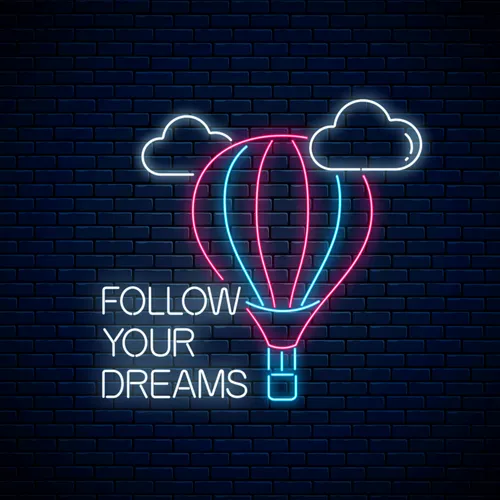 Follow Your Dreams With Hot Air Balloon Neon Sign - Custom Phone Wallets Now