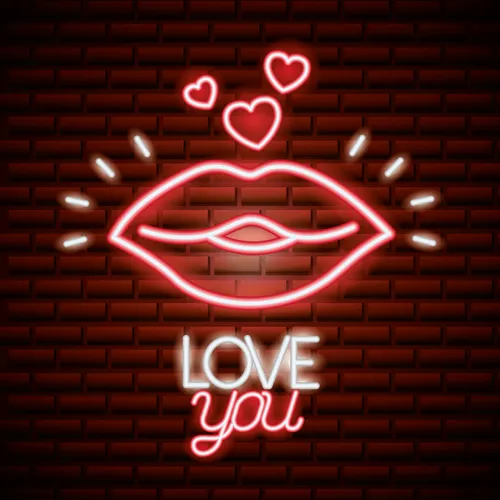 Lips with Love You Neon Sign - Custom Phone Wallets Now