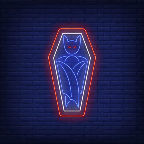 Vampire Coffin Neon Sign - Custom Phone Wallets Now