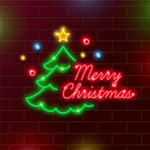Tree Merry Christmas Neon Sign - Custom Phone Wallets Now