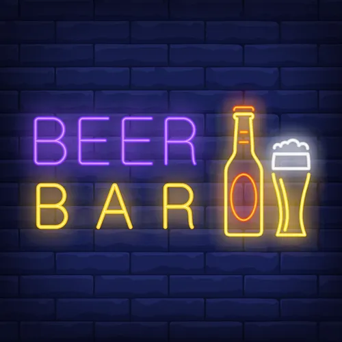 Beer & Bar with Bottle & Glass Neon - Custom Phone Wallets Now