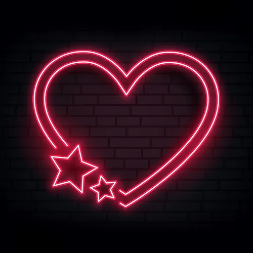 Red Love Heart Star Neon Sign - Custom Phone Wallets Now