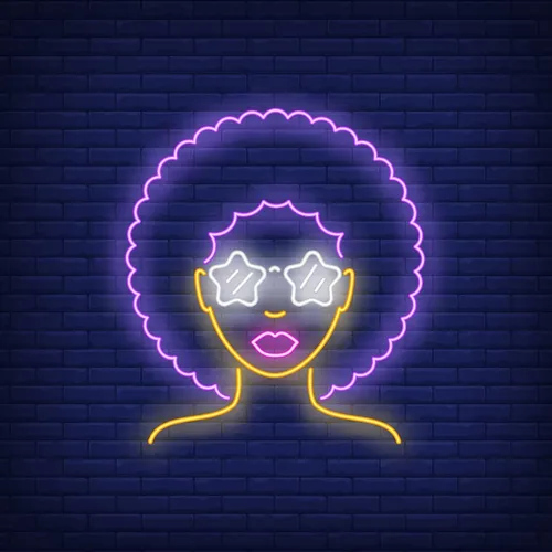 Afro Retro Girl Neon Sign - Custom Phone Wallets Now
