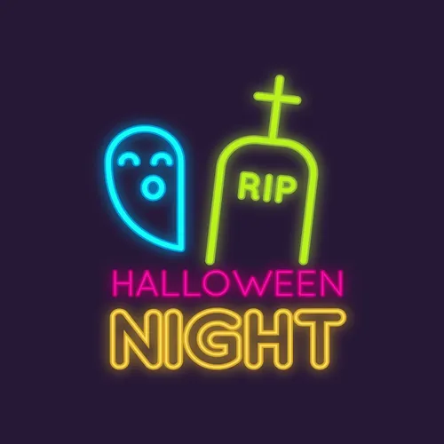 RIP Ghost Halloween Night Neon Sign - Custom Phone Wallets Now
