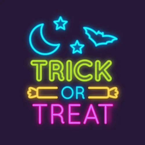 Trick Or Treat Neon Sign - Custom Phone Wallets Now