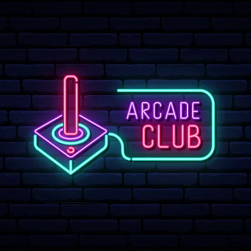 Retro Joystick Arcade Club Neon Sign - Custom Phone Wallets Now