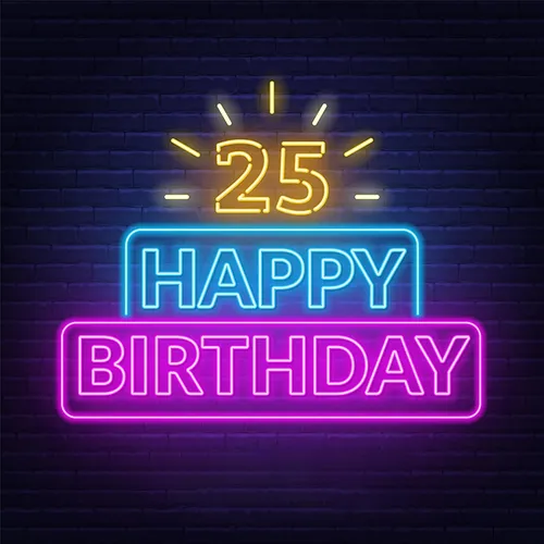25th Happy Birthday Neon Sign - Custom Phone Wallets Now