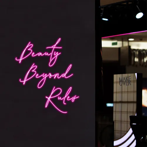 Beauty Beyond Rules Neon Sign - Custom Phone Wallets Now