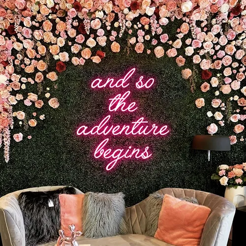 And So The Adventure Begins Neon Sign - Custom Phone Wallets Now