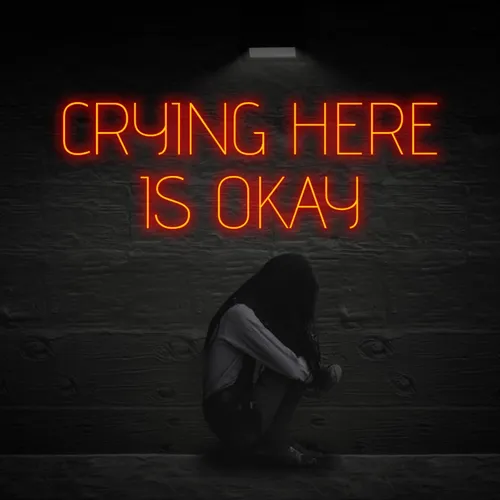 Crying Here Is Okay Neon Sign - Custom Phone Wallets Now