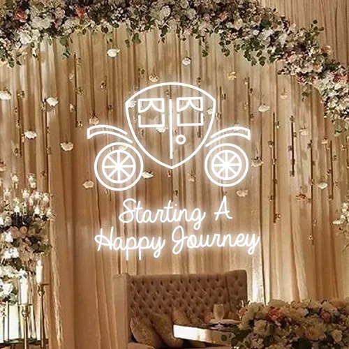 Starting A Happy Journey Neon Sign - Custom Phone Wallets Now