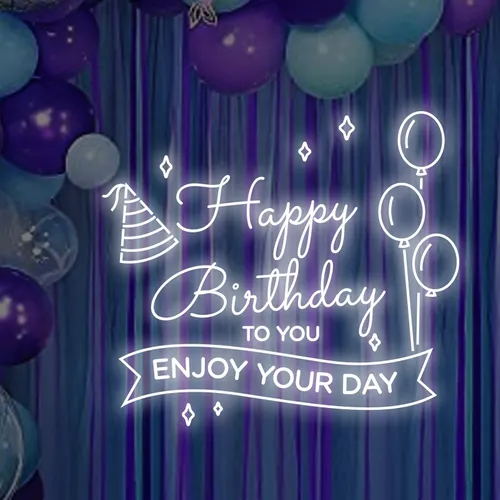 Happy Birthday Enjoy Your Day Neon Sign - Custom Phone Wallets Now