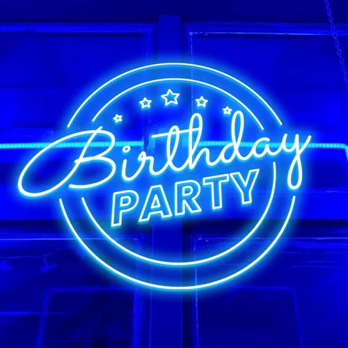 Birthday Party Blue Neon Sign - Custom Phone Wallets Now