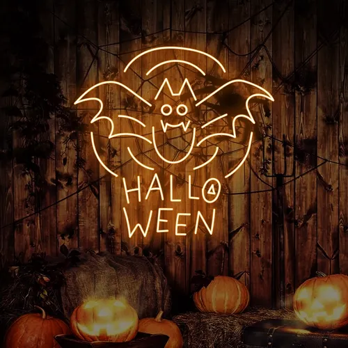 Halloween Bat Neon Sign - Custom Phone Wallets Now