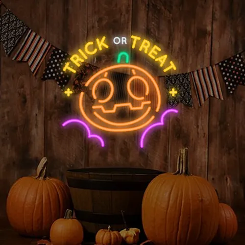 Trick or Treat Neon Sign - Custom Phone Wallets Now