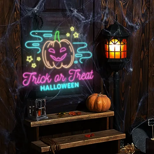 Trick or Treat Halloween Neon Sign - Custom Phone Wallets Now