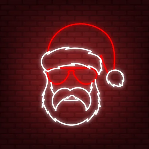 Hipster Santa Neon Sign - Custom Phone Wallets Now