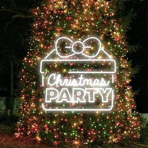Christmas Party Gift Box Neon Sign - Custom Phone Wallets Now
