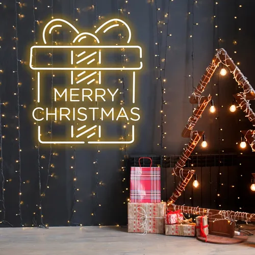 Merry Christmas Gift Neon Sign - Custom Phone Wallets Now