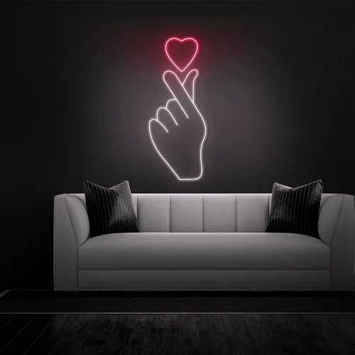 Finger Heart Neon Sign - Custom Phone Wallets Now