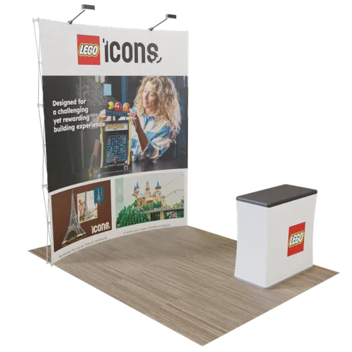 Custom Curved Pop Up Trade Show Display Stand 8' x 8' - Custom Phone Wallets Now