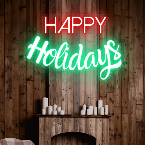 Happy Holidays Neon Sign - Custom Phone Wallets Now