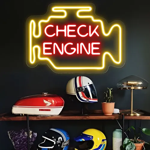 Check Engine Neon Sign - Custom Phone Wallets Now