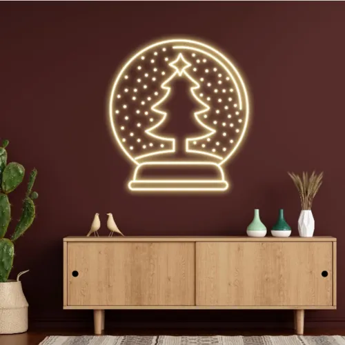 Warmie Merry Christmas Snowglobe Neon Sign - Custom Phone Wallets Now