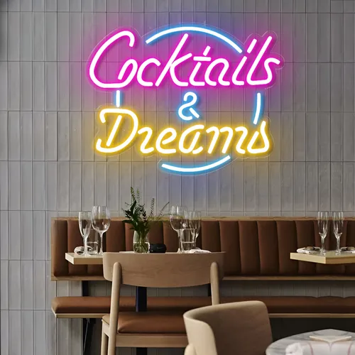 Cocktails and Dreams LED Neon Sign - Custom Phone Wallets Now