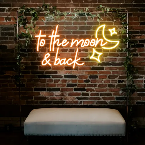 To the Moon and Back Neon Sign - Custom Phone Wallets Now