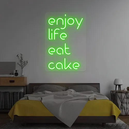 Enjoy Life Eat Cake Neon Sign - Custom Phone Wallets Now