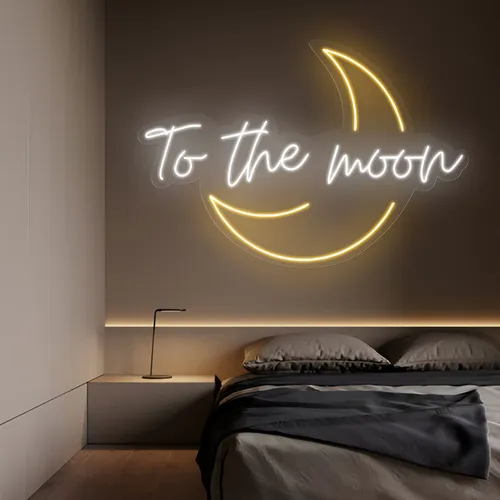 To The Moon Neon Sign - Custom Phone Wallets Now