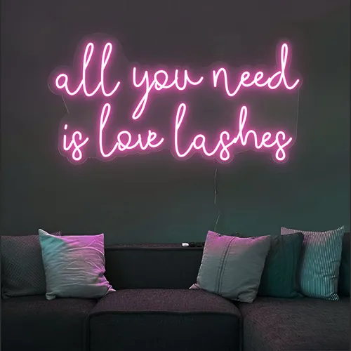 All You Need is Love Lashes Neon Sign - Custom Phone Wallets Now
