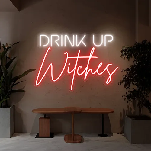 Drink Up Witches Neon Sign - Custom Phone Wallets Now