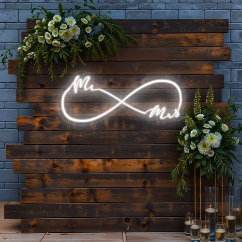 Mr and Mrs Infinity Wedding Neon Sign - Custom Phone Wallets Now