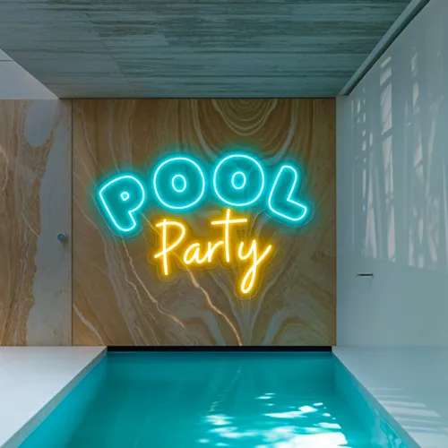Pool Party Large Neon Sign - Custom Phone Wallets Now