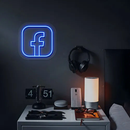 Facebook Logo Neon Sign - Custom Phone Wallets Now