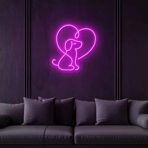 Scribble Dog Heart Neon Sign - Custom Phone Wallets Now