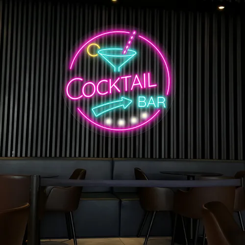 Radiant Cocktail Bar Neon Sign - Custom Phone Wallets Now