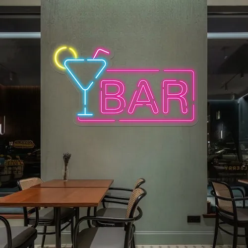 Vibrant Martini Neon Bar Sign - Custom Phone Wallets Now