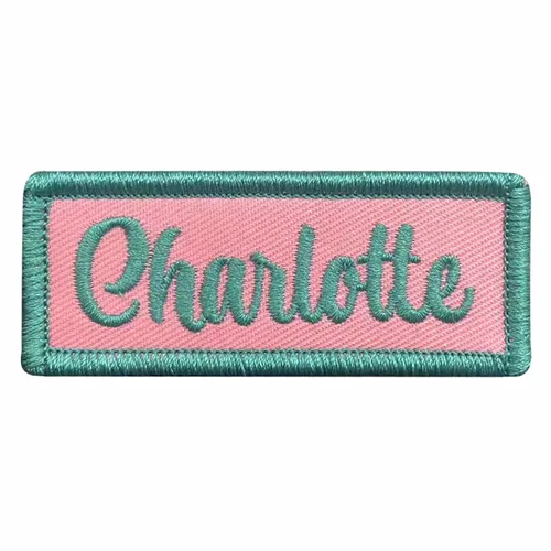 Teal and Pink Charlotte Name Patch - Custom Phone Wallets Now