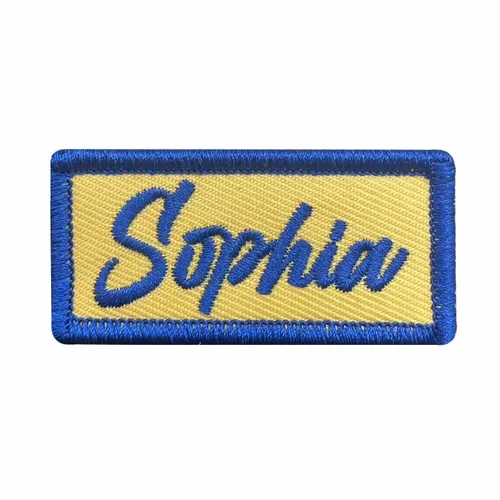 Blue and Cream Sophia Name Patch - Custom Phone Wallets Now