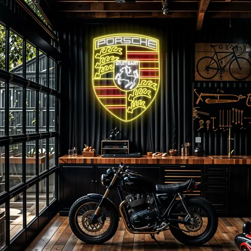 Porsche Neon Sign - Custom Phone Wallets Now