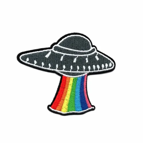 Rainbow and Black UFO Patch - Custom Phone Wallets Now