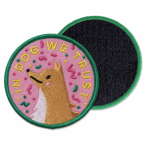 Round In Dog We Trust Velcro Patch - Custom Phone Wallets Now