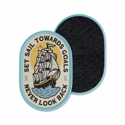 Oval Set Sail Never Look Back Velcro Patch - Custom Phone Wallets Now
